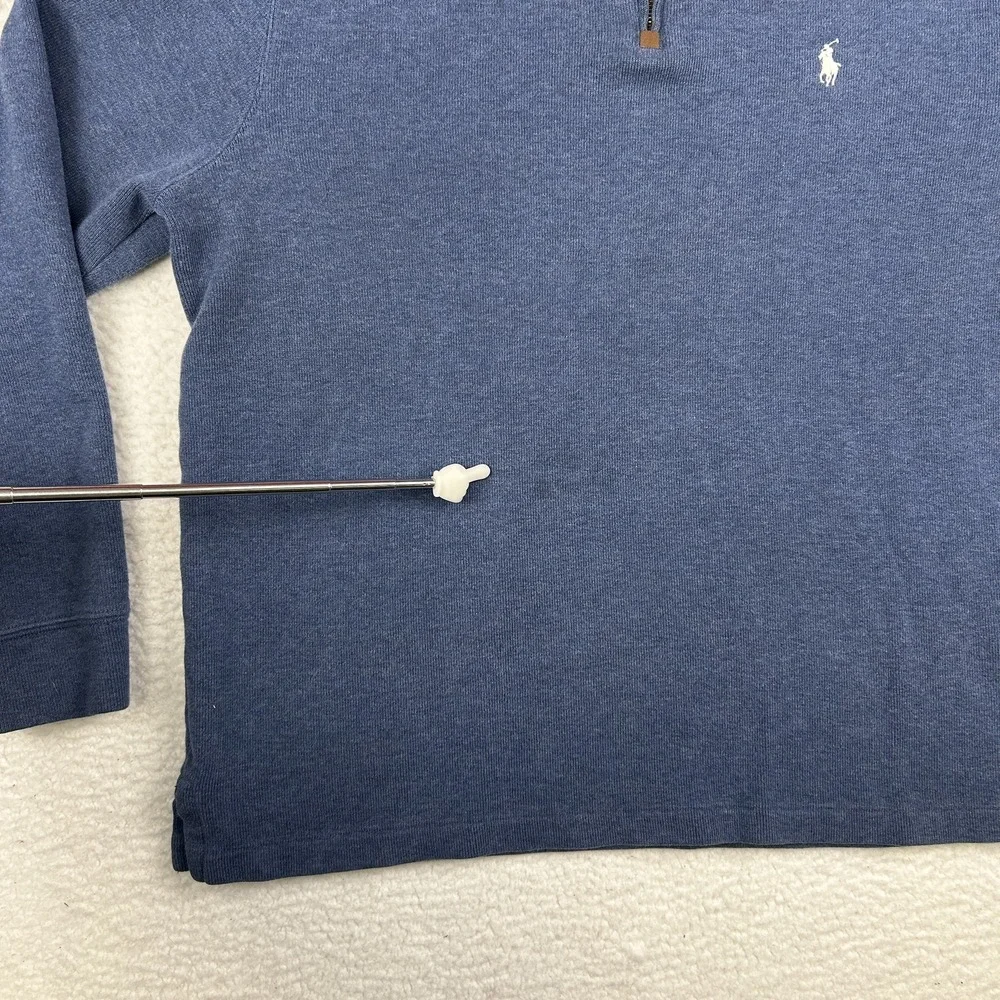 Polo Ralph Lauren Sweater Mens Big Large‎ 1/4 Zip Pullover Blue Logo Casual